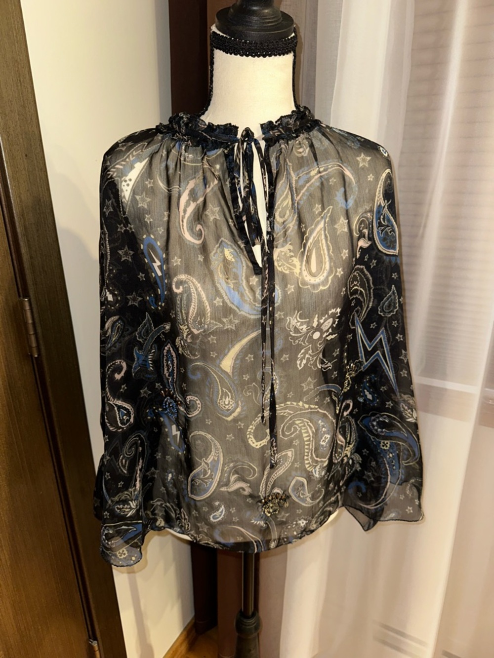 Zadig & Voltaire Black Printed Silk Top size S